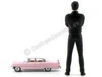 Cochesdemetal.es 1955 Cadillac Fleetwood Series 1:64 + Elvis Figure 1:18 Greenlight 29898