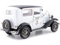 Cochesdemetal.es 1931 Ford Model A Tudor Police Car Blanco/Negro 1:18 Sun Star 6108