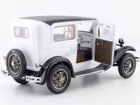 Cochesdemetal.es 1931 Ford Model A Tudor Police Car Blanco/Negro 1:18 Sun Star 6108