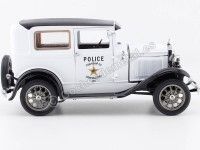 Cochesdemetal.es 1931 Ford Model A Tudor Police Car Blanco/Negro 1:18 Sun Star 6108