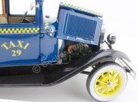 Cochesdemetal.es 1931 Ford Model A Tudor TAXI Car Azul/Amarillo 1:18 Sun Star 6107