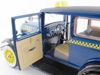 Cochesdemetal.es 1931 Ford Model A Tudor TAXI Car Azul/Amarillo 1:18 Sun Star 6107