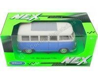 Cochesdemetal.es 1963 Volkswagen VW T1 Bus Azul/Beige 1:24 Welly 22095