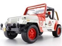 Cochesdemetal.es 1992 Jeep Wrangler "Jurassic World" White/Red 1:24 Jada Toys 97806/253253005