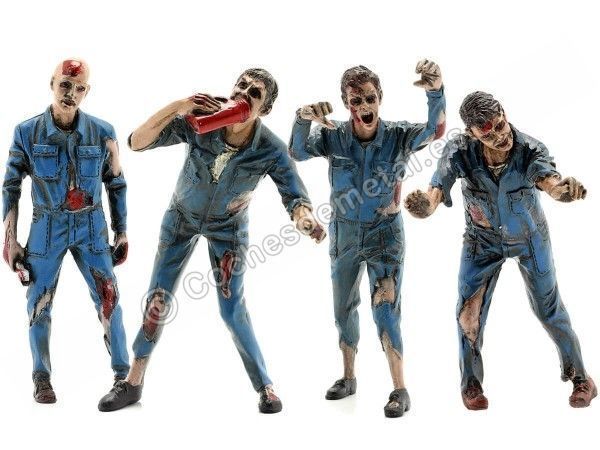 Cochesdemetal.es Figura de Resina "Zombie Mechanic, Set de 4" 1:18 American Diorama 38197 38198 38199 38200