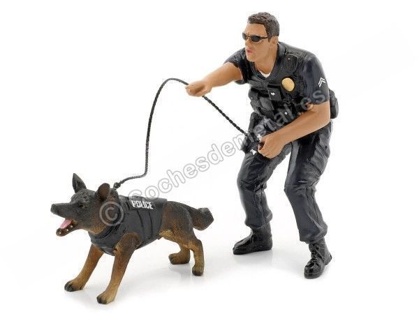 Cochesdemetal.es Figura de Resina "Unidad K9 Oficial de Policía II + Perro Policía" 1:18 American Diorama 38164