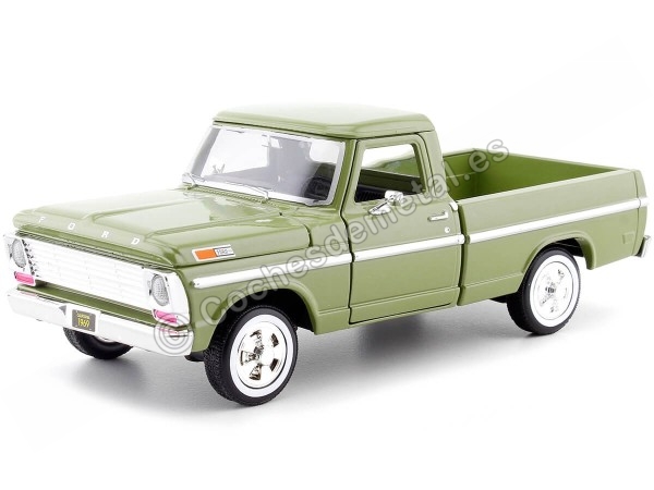 Cochesdemetal.es 1969 Ford F100 Pickup Verde 1:24 Motor MAX 79315