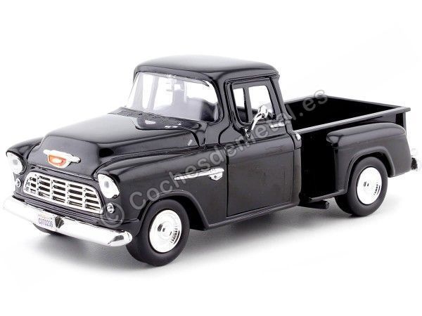 Cochesdemetal.es 1955 Chevrolet 5100 Stepside Negro 1:24 Motor Max 73236