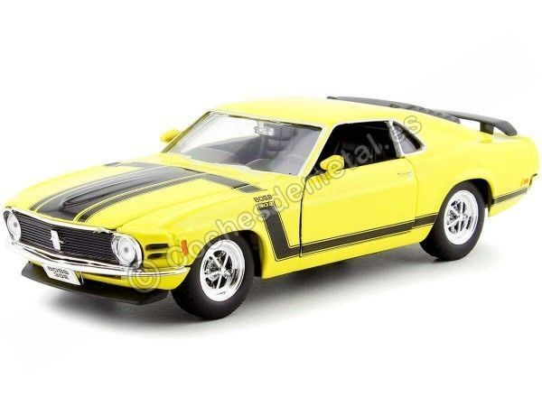 Cochesdemetal.es 1970 Ford Mustang BOSS 302 Fastback Amarillo/Negro 1:24 Welly 22088