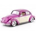 Cochesdemetal.es 1959 Volkswagen VW Kafer Hard Top Low Rider Violeta/Beige 1:24 Welly 22436