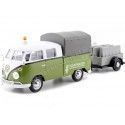 Cochesdemetal.es 1967 Volkswagen Type 2 T1 Cabina Doble Pickup con Remolque Servicio de Carreteras 1:24 Motor Max 79676