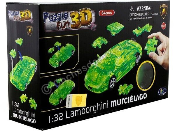 Cochesdemetal.es 2006 Lamborghini Murcielago "Puzle 3D de 64 piezas" Verde Traslucido 1:32 Happy Well 57065