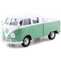 Cochesdemetal.es 1967 Volkswagen VW Type 2 T1 Cabina Doble Pickup Verde/Blanco 1:24 Motor Max 79343