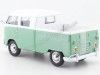 Cochesdemetal.es 1967 Volkswagen VW Type 2 T1 Cabina Doble Pickup Verde/Blanco 1:24 Motor Max 79343