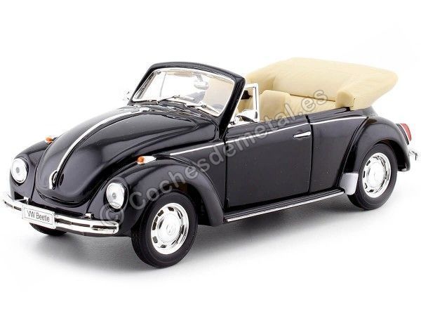 Cochesdemetal.es 1960 Volkswagen VW Beetle Cabrio Black 1:24 Welly 22091