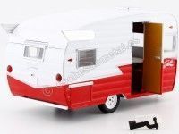 Cochesdemetal.es 1961 Caravana Shasta 15 Airflyte Blanca/Roja 1:24 GreenLight 18225