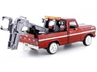 Cochesdemetal.es 1969 Ford F100 Pickup "Servicio de Grua" Granate 1:24 Motor MAX 75345