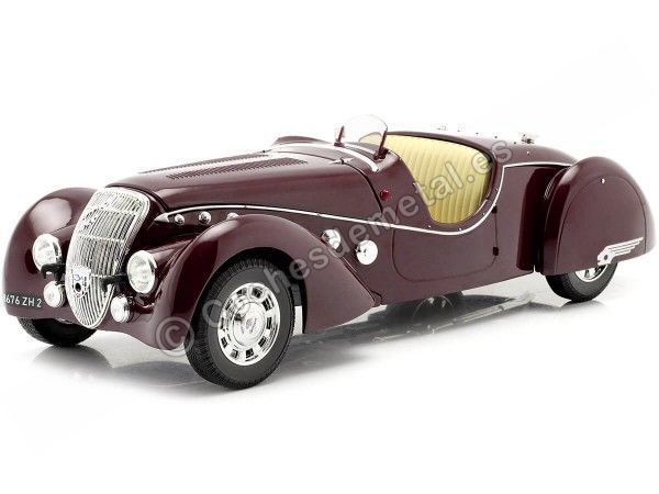 Cochesdemetal.es 1937 Peugeot 302 Darl Mat Roadster Dark Red 1:18 Norev 184695