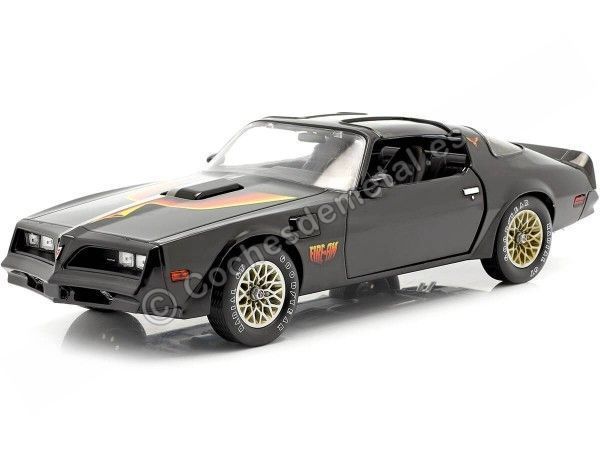 Cochesdemetal.es 1977 Pontiac Firebird Trans AM "Fire Am-VSE" Black 1:18 Greenlight 19080