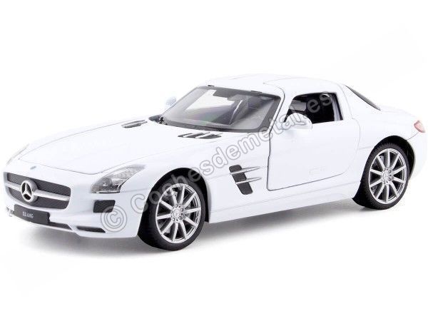 Cochesdemetal.es 2010 Mercedes-Benz SLS AMG Gullwing (C197) Blanco 1:24 Welly 24025