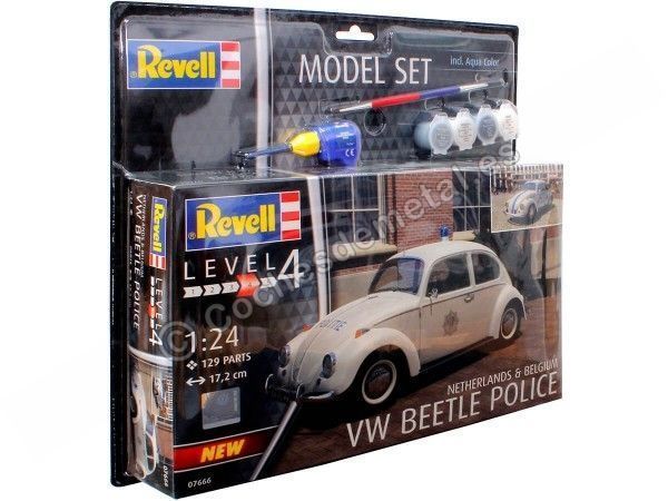 Cochesdemetal.es 1974 Volkswagen Beetle Police "Plastic Model Kit" 1:24 Revell 67666