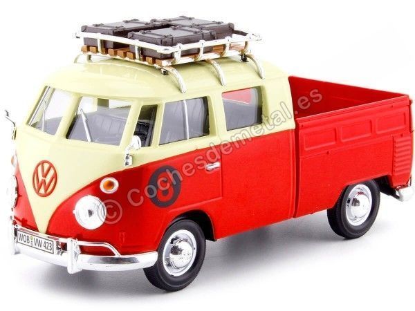 Cochesdemetal.es 1967 Volkswagen Type 2 T1 Pickup Hot Rod Con Portaequipajes 1:24 Motor Max 79582