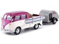 Cochesdemetal.es 1967 Volkswagen Type 2 (T1) Pickup "Set Semana en La Playa" Purple/Beige 1:24 Motor Max 79673