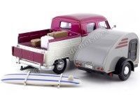 Cochesdemetal.es 1967 Volkswagen Type 2 (T1) Pickup "Set Semana en La Playa" Purple/Beige 1:24 Motor Max 79673