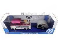 Cochesdemetal.es 1967 Volkswagen Type 2 (T1) Pickup "Set Semana en La Playa" Purple/Beige 1:24 Motor Max 79673