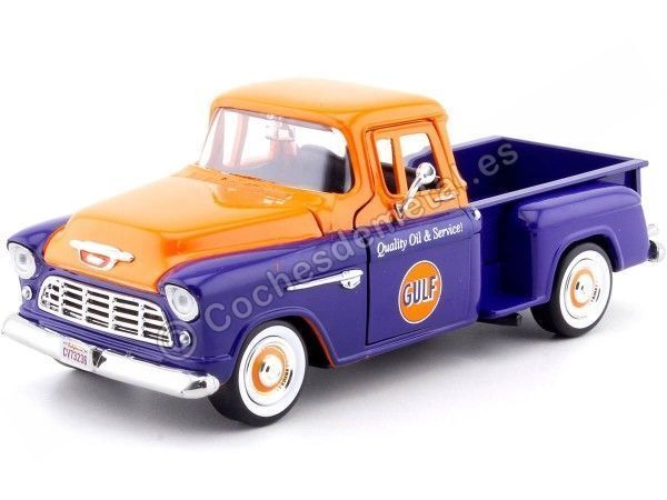 Cochesdemetal.es 1955 Chevrolet Stepside 5100 Pickup "Gulf Edition" 1:24 Motor Max 79651