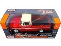 Cochesdemetal.es 1966 Chevrolet C10 Fleetside Pickup Rojo/Crema 1:24 Motor MAX 73355