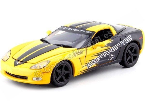 Cochesdemetal.es 2005 Chevrolet Corvette C6 Racing Amarillo/Negro 1:24 Motor Max 73774