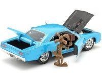 Cochesdemetal.es 1970 Plymouth Road Runner + Wile E. Coyote "Looney Tunes" Azul/Negro 1:24 Jada Toys 32038/253255028