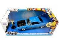 Cochesdemetal.es 1970 Plymouth Road Runner + Wile E. Coyote "Looney Tunes" Azul/Negro 1:24 Jada Toys 32038/253255028