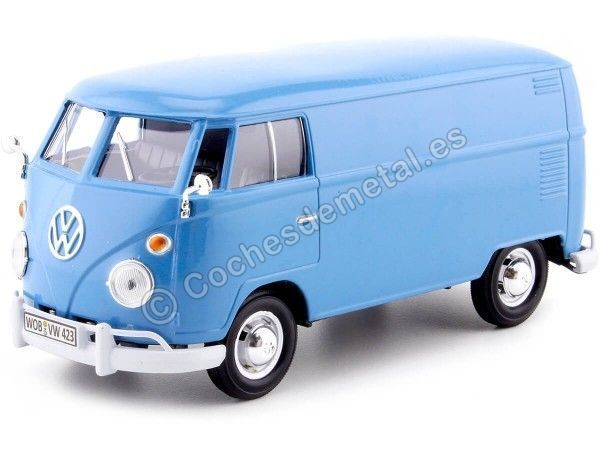 Cochesdemetal.es 1967 Volkswagen Type 2 (T1) Panel Van Azul 1:24 Motor Max 79342