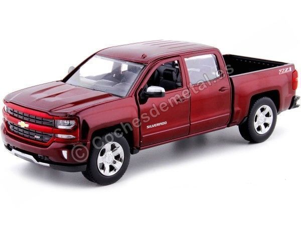 Cochesdemetal.es 2017 Chevrolet Silverado 1500 LT-Z71 Crew Cab Pickup Rojo 1:24 Motor Max 79348