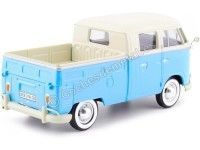 Cochesdemetal.es 1967 Volkswagen VW Type 2 T1 Cabina Doble Pickup Azul/Blanco 1:24 Motor Max 79343