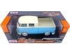 Cochesdemetal.es 1967 Volkswagen VW Type 2 T1 Cabina Doble Pickup Azul/Blanco 1:24 Motor Max 79343