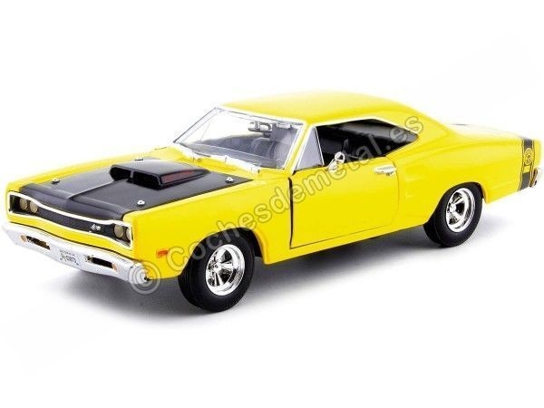Cochesdemetal.es 1969 Dodge Coronet Super Bee Amarillo/Negro 1:24 Motor Max 73315