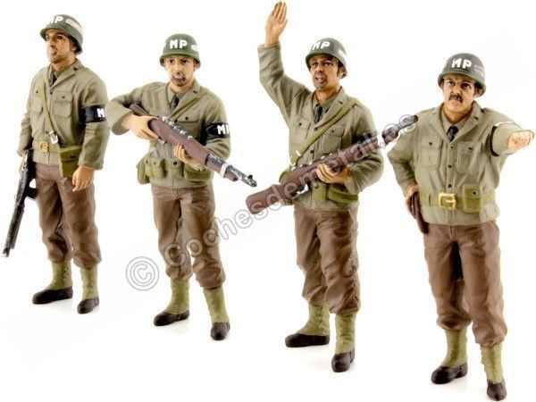 Cochesdemetal.es Figura de Resina "WWII US Policía Militar, Set de 4" 1:18 American Diorama 77414 77415 77416 77417