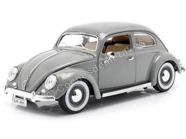 Cochesdemetal.es 1955 Volkswagen VW Kafer Beetle Gris 1:18 Bburago 12029