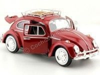 Cochesdemetal.es 1966 Volkswagen VW Beetle con Portaequipajes Rojo 1:24 Motor Max 79559