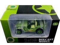 Cochesdemetal.es 1944 Jeep Willys Policía Militar Verde Caqui 1:18 American Diorama 77406
