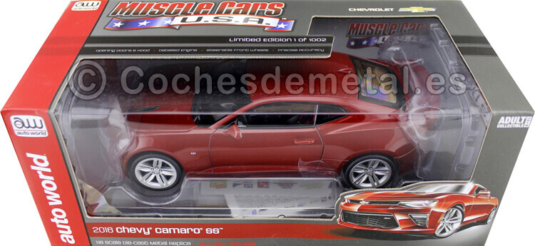 2016 Chevrolet Camaro SS Rojo 1:18 AutoWorld AW230