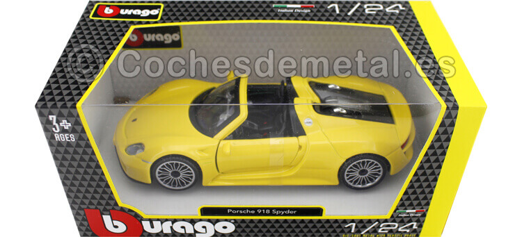 2014 Porsche 918 Spyder Yellow 1:24 Bburago 21076Y