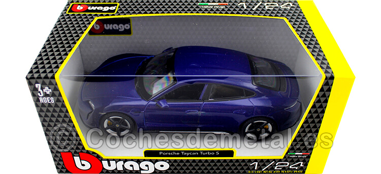 2021 Porsche Taycan Turbo S Azul 1:24 Bburago 21098