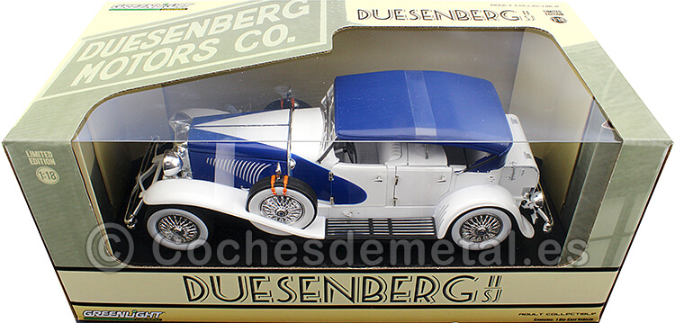 1934 Duesenberg Phaeton II SJ Azul/Blanco 1:18 Greenlight 13589
