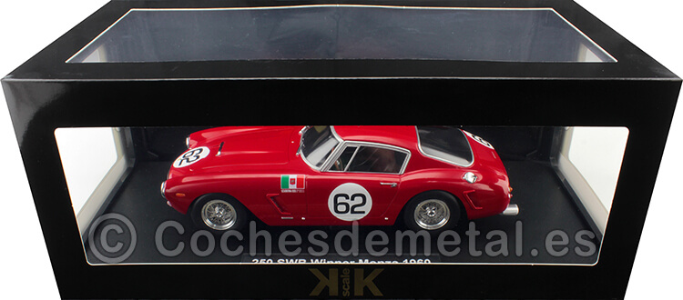 1960 Ferrari 250 GT SWB Competizione Nº 62 Carlo-Maria Abate Ganador Coppa Inter-Europa Monza Rojo 1:18 KK-Scale 180864