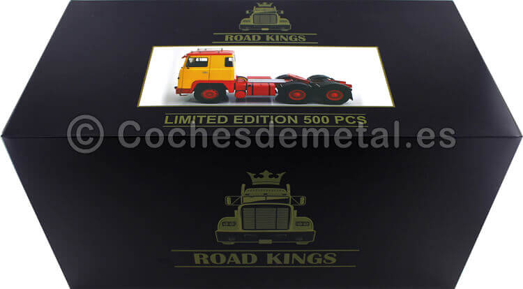 1976 Camion Scania LBT 141 Tres Ejes Amarillo/Rojo 1:18 Road Kings 180015