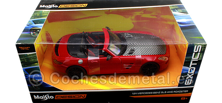 2012 Mercedes-Benz SLS Roadster 6.3 AMG (C197) Custom Rojo/Carbono 1:24 Maisto Design 31370